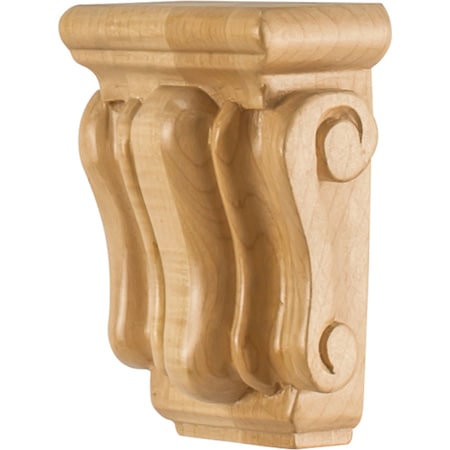 3 Wx1-1/2Dx4-1/4H Oak Mini Scrolled Corbel